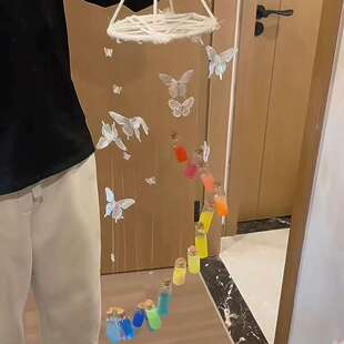 Butterfly Rainbow Wind Chimes Handmade DIY Material Bag Bottle Pendant for Girlfriend Object Gift Hanging Ornaments Driving Ornaments