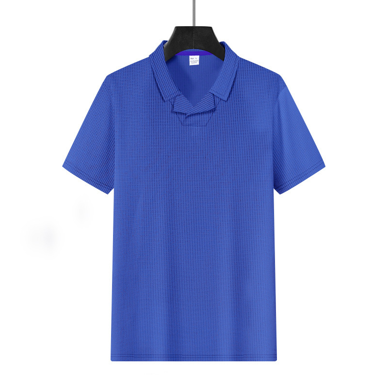 Men's American Style Relaxed Fit Summer Waffle Knit Polo Shirt And Shorts Set, Casual Breathable Two-Piece Outfit_viptrois.com