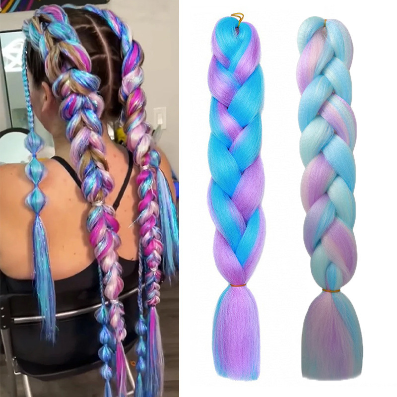 Cross-Border Colorful-Blocked Chemical Fiber Big Braid Colorfulful Braid Wig Jumbo Braid Hair African Dreadlocks Wig Cross-Border Colorful-Blocked Chemical Fiber Big Braid Colorfulful Braid Wig Jumbo Braid Hair African Dreadlocks Wig