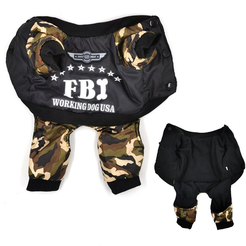 Одежда для животных: камуфляжный хлопковый комбинезон для собак (стиль ФБР), теплая осенне-зимняя одежда для кошек и собак, модный наряд