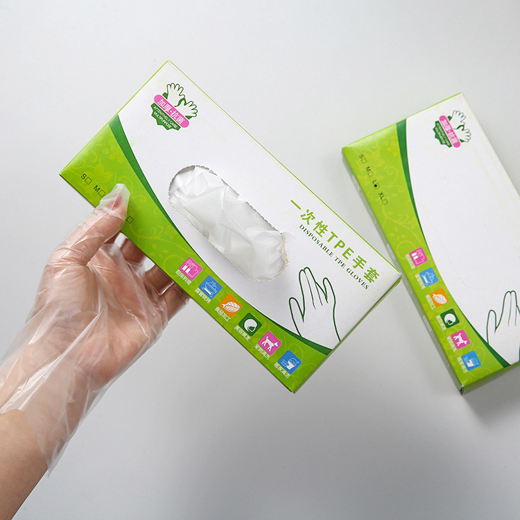 Guantes desechables de grado alimenticio Guantes de película TPE para el hogar Guantes engrosados y duraderos para la limpieza de la cocina, a prueba de aceite y a prueba de manchas