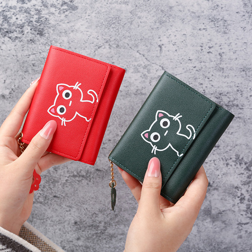 Factory direct sales  Korean version new women's wallet short creative fashion wallet student buckle coin purse