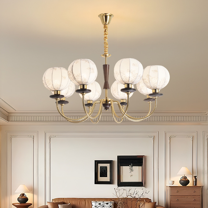 Gran vista del jardín candelabrera de la sala de estar francesa estilo retro nuevo modelo simple de madera maciza iluminación de la sala de comedor 194L