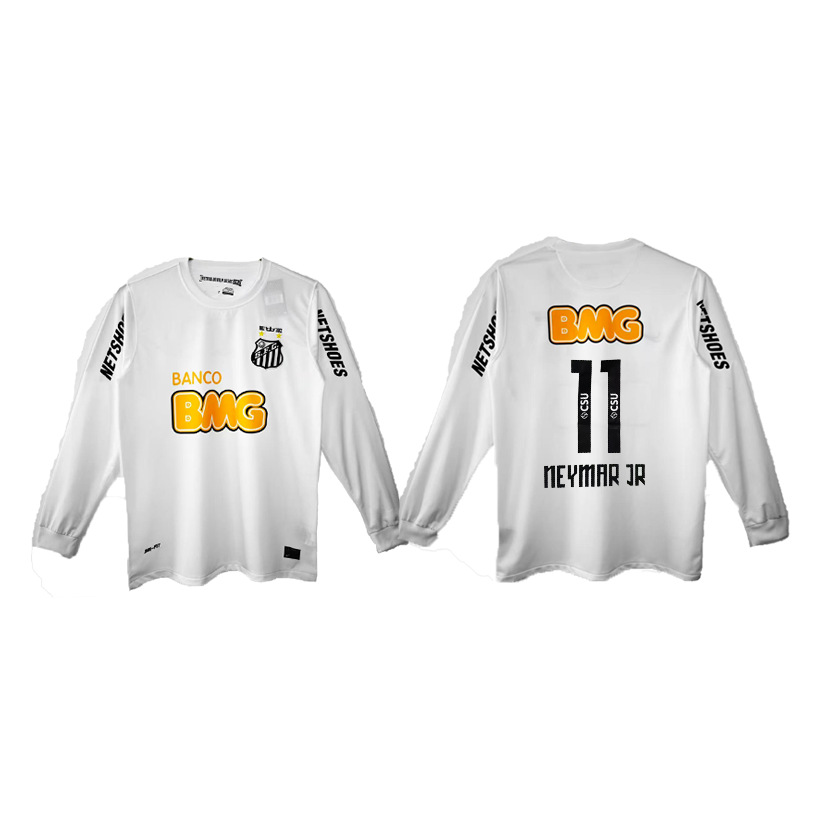 Nike x Santos FC Retro 2012 Neymar Jr #11 Home Long Sleeve Jersey White