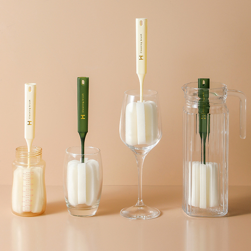 Internet Celebrous Long Handle Sponge Cup Brush Bottle Cleaning Special Wine Cup Tea Set Water Bottle Brush Kitchen Household Cleaning Brush