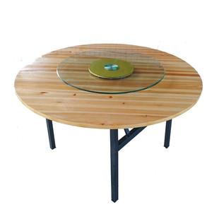 A6T Solid Wood Round Table Fir Folded 1.5 m 1.6 m 1.8 m Household Round Table 10-Person Hotel Table Round Table