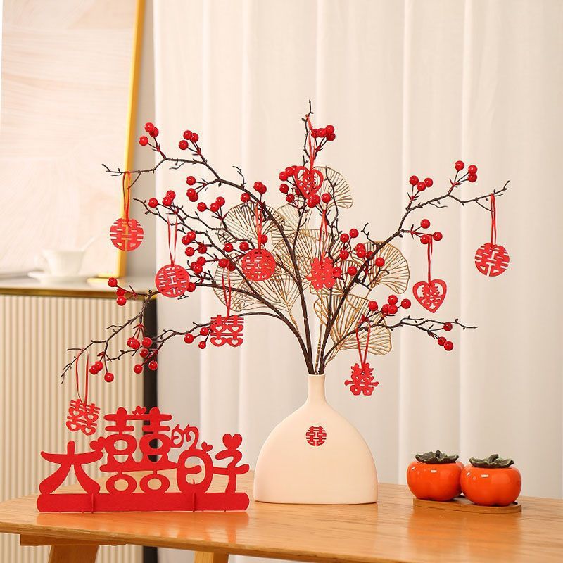 Engagement marry Decoration Red berries Rich fruit Artificial Flower scene arrangement Marriage room a living room Supplies complete works of