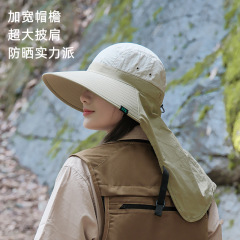 夏のストール日焼け止め帽子女性紫外線防止漁師帽日よけ通気性保護首太陽帽大きなつば屋外帽子