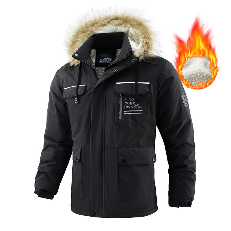 boy Cross-Border Foreign Trade Jacket Winter European And American Workwear Loose Fleece-Lined Warm Fashion Casual Hooded_voghion.com