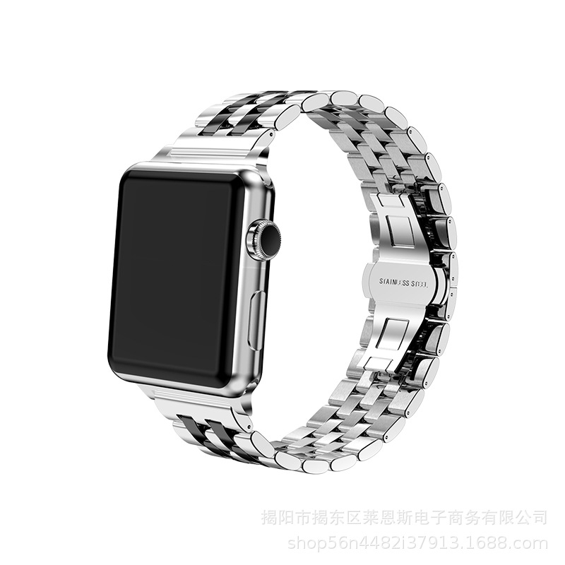 Aplicable a Apple Watch Samsung S1 Huawei nueva correa de reloj inteligente de acero inoxidable de metal de cinco cuentas