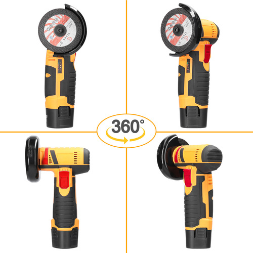 12V Brushless Cordless Mini Angle Grinder Lithium Battery Angle Grinder Polisher Cutter Cutting Machine Angle Grinder Yellow