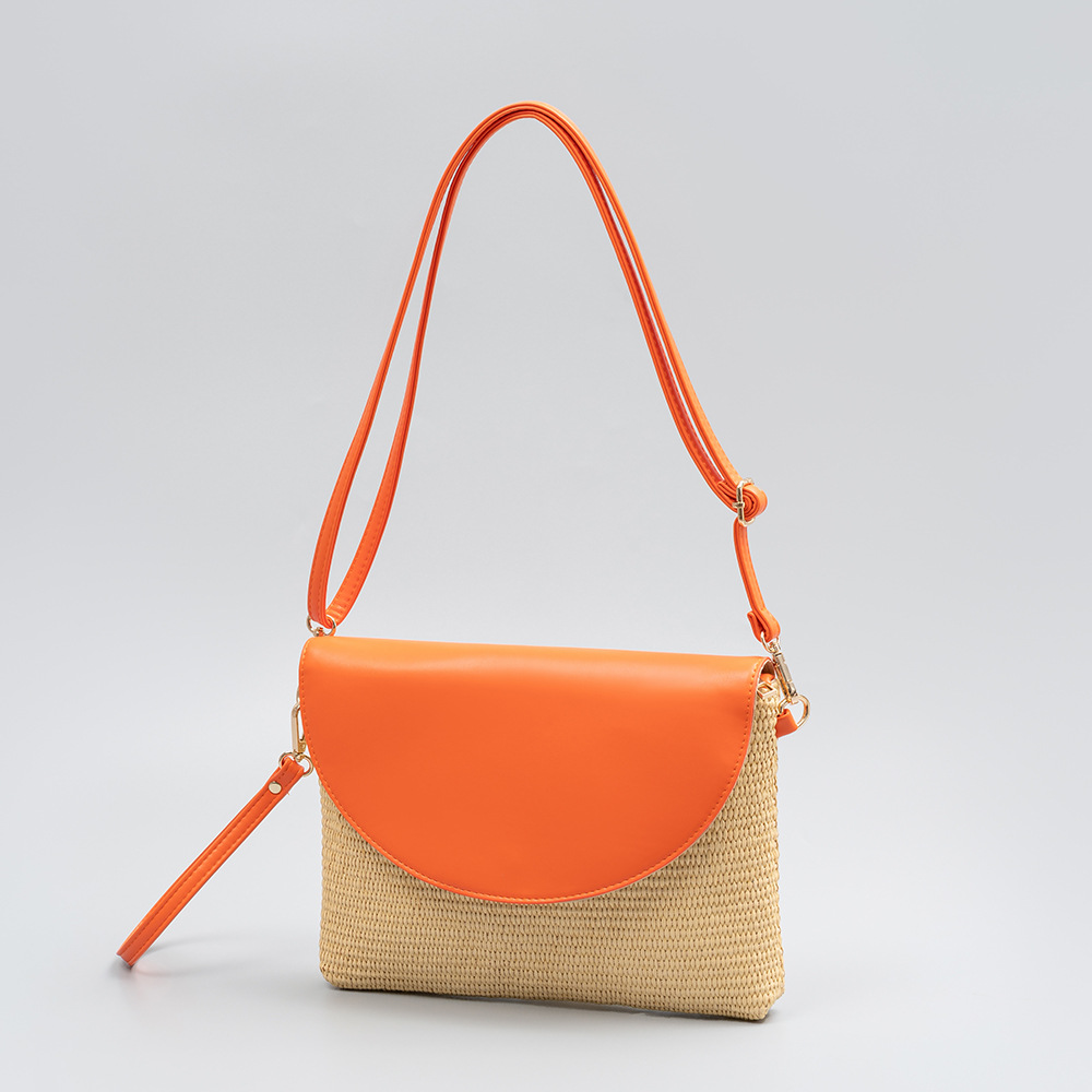 OLEI Vacation Straw Woven Bag Solid Color Shoulder Bag European And American Crossbody Bag Beach Bag Hand-held Woven Bag For Women_ipsvogv.com