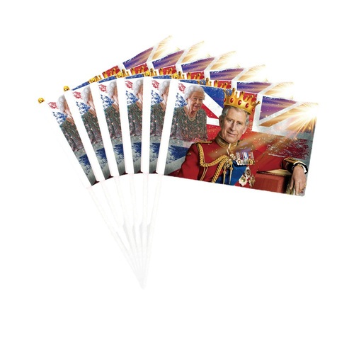 Cross-border British King Charles III hand-waving flag enthronement outdoor festival flag 14*21CM flag wholesale