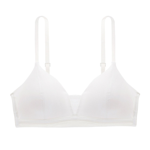 Zhiqu Japanese summer seamless thin triangle cup student girl underwear small breast push-up bra without steel rings