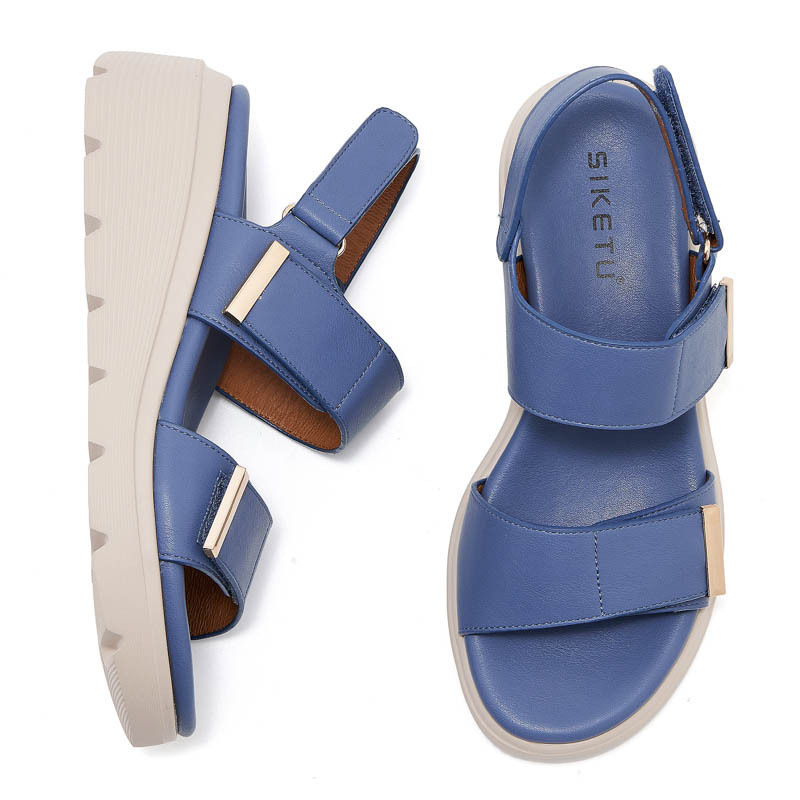 950-2 Verano 2025 Amazon nuevo velcro de metal sandalias de mujer tacones casuales zapatillas de tamaño ligero