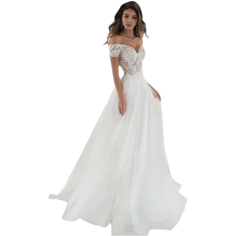 Vestido de Novia de Encaje Nuevo y Elegante de Moda Europea y Americana para Comercio Exterior en Amazon y AliExpress, Vestido de Novia Ligero, Sencillo y Estilizado image 1
