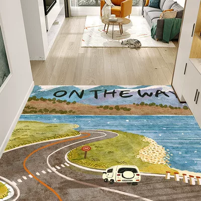 New dirt-resistant, easy-to-clean entrance door mat for home use, cuttable leather mat, PVC waterproof and oil-resistant foot mat (Avtomobil döşəmə paspasları) - rural-pathsquare-3050cmleather