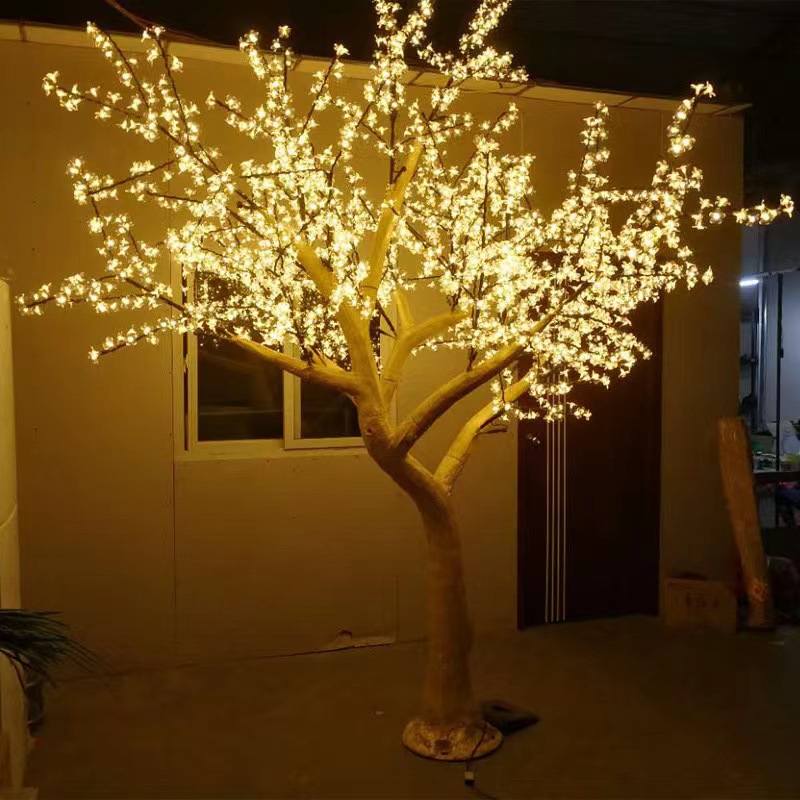 Simulación LED lámpara de árbol de cerezo red festival de luz roja decoración de césped lámpara de árbol de flor de durazno lámpara de modelado de lámpara de árbol luminoso Chen Mei