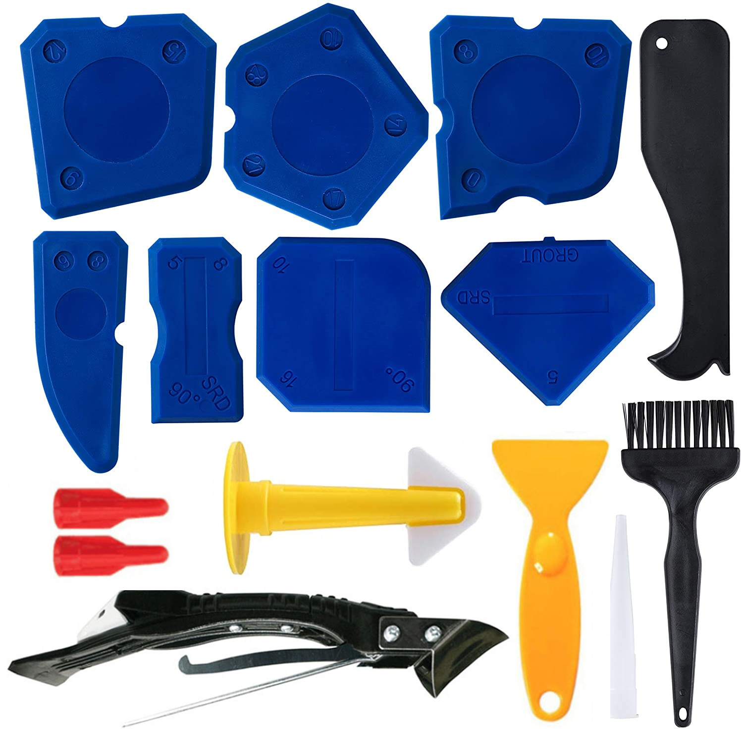 21件套填缝工具套件 5合1硅胶填缝工具 填缝处理硅密封胶刮刀工具