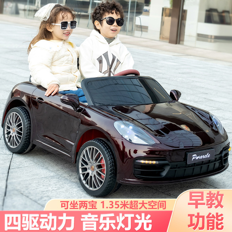 Children's Electric Car Double Four-Wheel Extra Large Can Sit Adults and Children Baby Remote Control Toy Car Remote Control Stroller