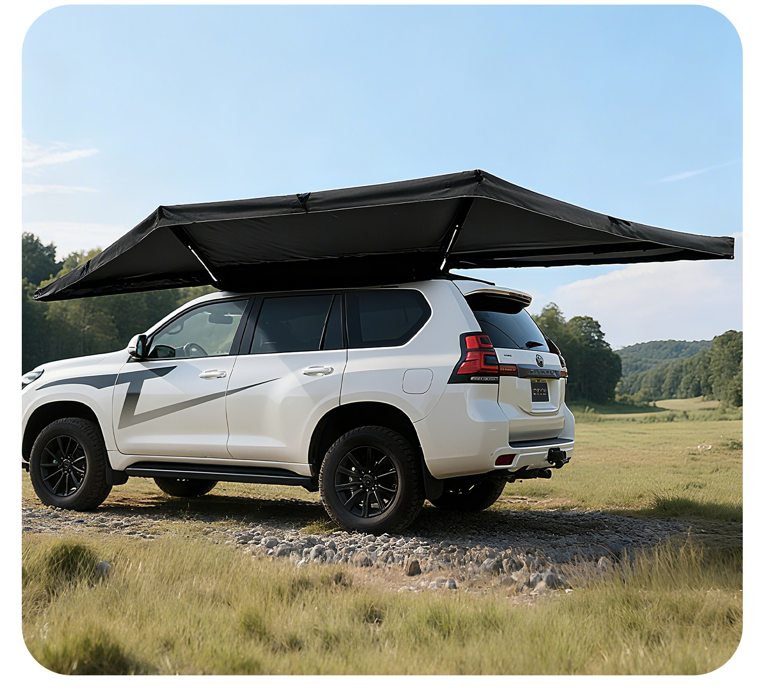 180-Degree Car Side Tent Outdoor Sunshade Rainproof Canopy Sun Protection Car Side Canopy Tent Suv Camping Side-Mounted Tent