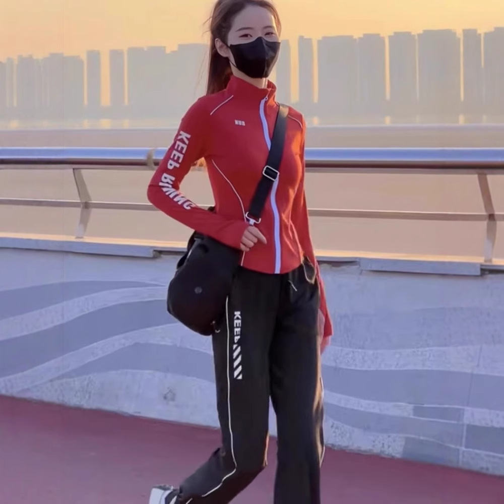 Travel sports suit for leisure, quick dry jacket for gym, trousers, for running 3