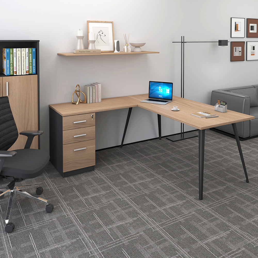 Mesa de jefe, mesa de presidente, mesa de gerente simple, mesa de clase moderna con gabinete lateral, mesa de jefe, fábrica de muebles de fuente