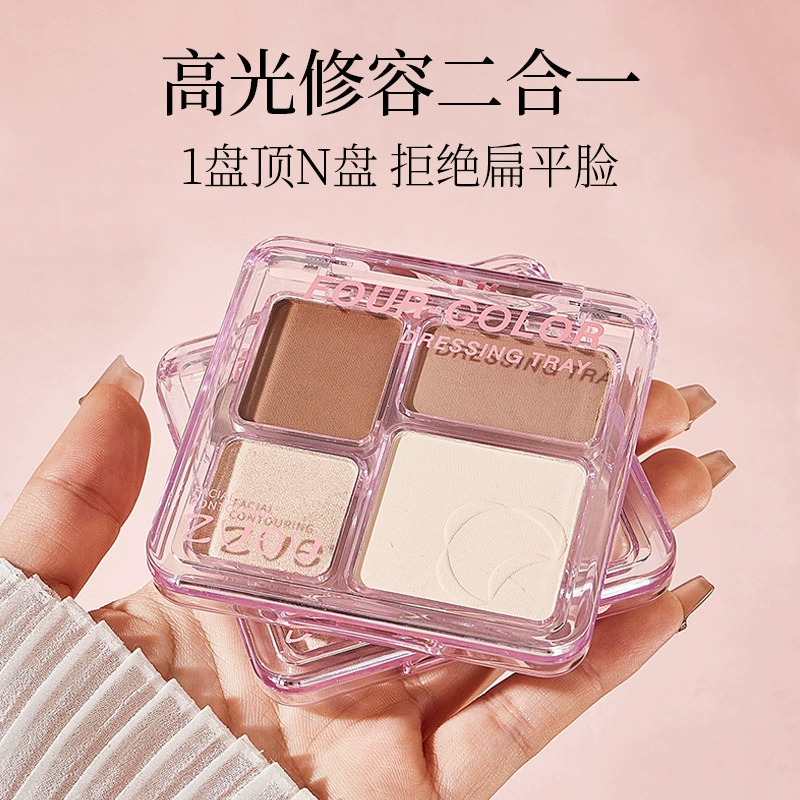 Высокоглянцевая контурная пудра ZVEV Stereo Carving тонкая и легко растушевывается, естественная и не выглядит грязной, водонепроницаемая, устойчивая к поту и прозрачная.