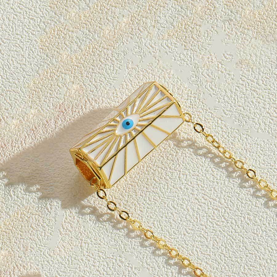 Collier avec pendentif œil du diable dégoulinant, chaîne de clavicule, collier de conception de paume hexagonale de mode de niche_voghion.com