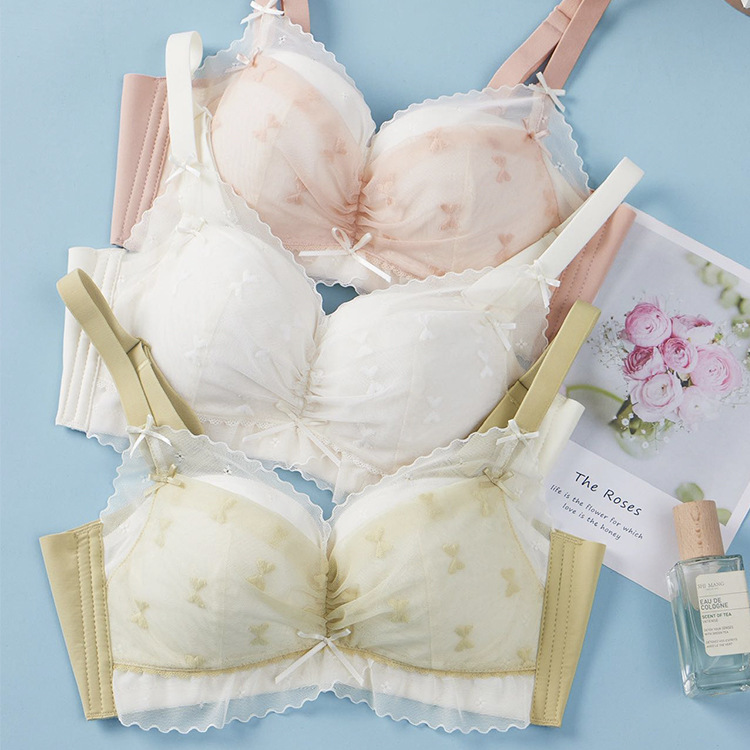 Clearance Sale: Gudiao 8025 Breathable Mesh Sexy Lace Small Chest Push-Up Bra for Women, Wireless Bra