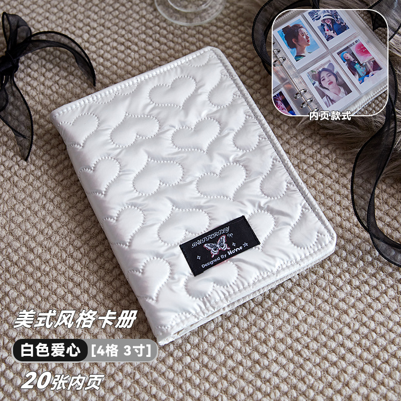 Álbum de tarjetas de cuero plateado retro americano, tarjeta pequeña de cuatro cuadrados de amor de alto valor, álbum de exhibición de álbum de almacenamiento Polaroid