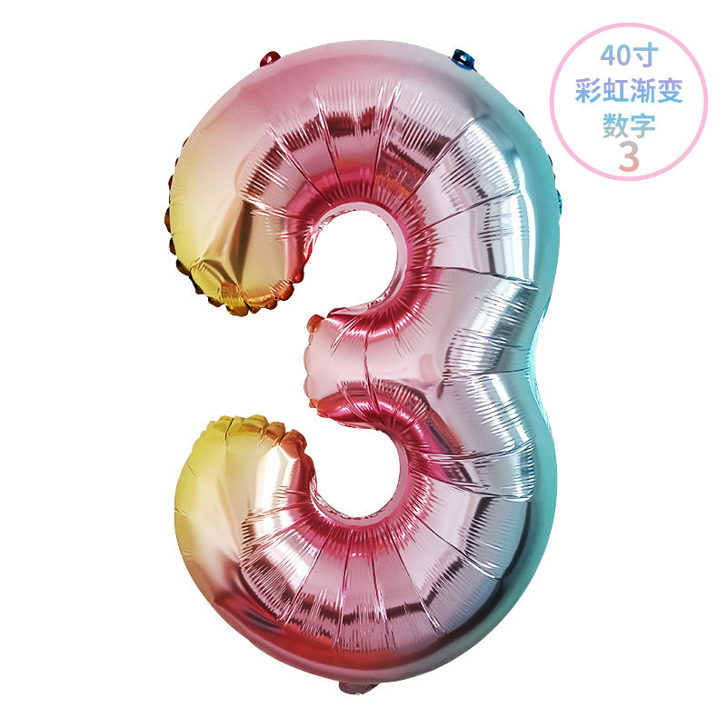 Globo de aluminio digital de 40 pulgadas, globo de aluminio con números grandes, versión delgada de 90 cm, varios colores de globos con números
