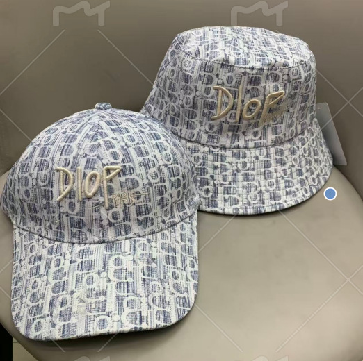 Dior monogram embroidered bucket hat for men and women, summer sun protection hat, versatile and fashionable