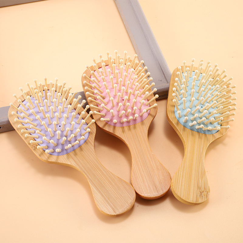 Nan bambú mini cabello de aire peinado de madera portátil cabello rizado antiestático pequeño meridiano casero masaje airbag peine