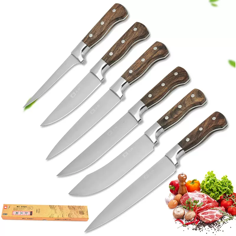 A牌外贸不锈钢切片刀 剔骨刀 厨师刀不锈钢家用刀具套装工厂直销