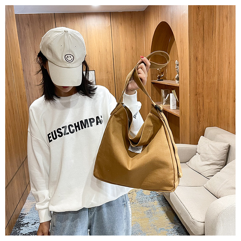 Large-capacity, fashionable and simple canvas bag, 2025 new style, casual and artistic shopping bag, versatile, shoulder crossbody bag undefined