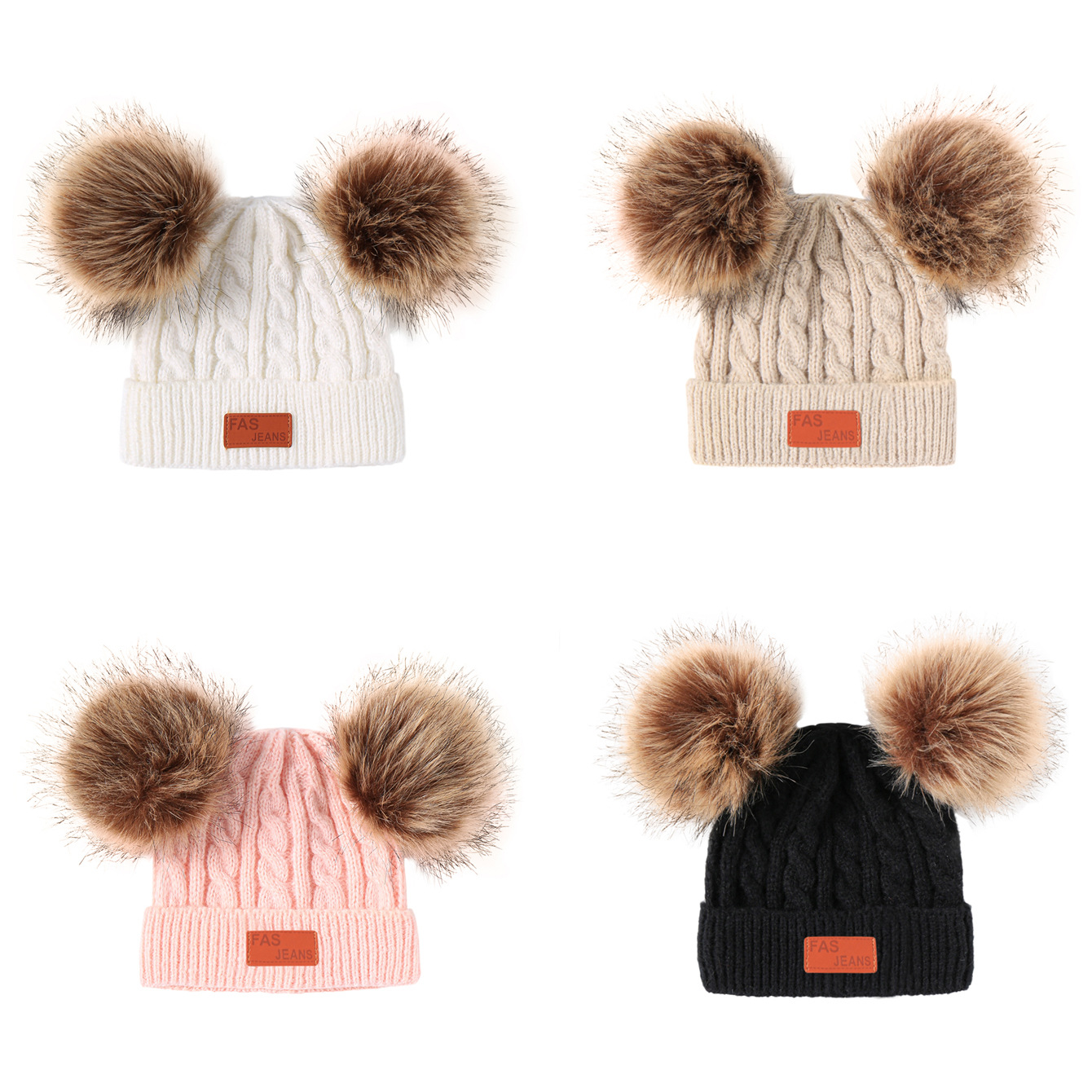 104g Weight Hat Classification Fashion Solid Color Pom Poms Woolen Baby Accessories