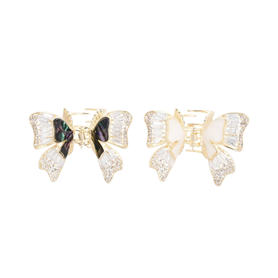 Zircon Fritillaria Horquilla de mariposa de doble capa Temperamento exquisito de alta calidad Clip de tiburón en la parte posterior de la cabeza Clip de agarre de moda Accesorios para el cabello femenino