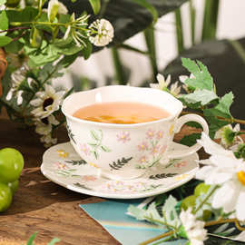 寻千釉下彩手工浮雕陶瓷碎花咖啡杯碟女士精致高颜值英式下午茶