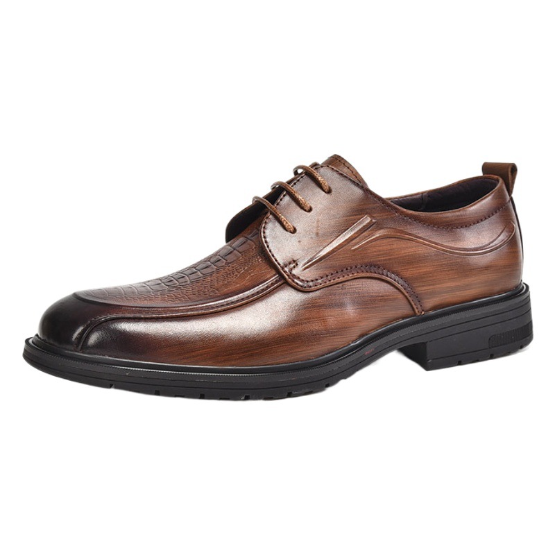 Zapatos de cuero de los hombres de cuero genuino de negocios ropa formal hecha a mano Oxford zapatos británicos zapatos de boda casual transpirable británico coreano zapatos puntiagudos