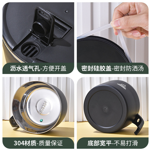 Instant Noodle Bowl with Lid, Stainless Steel, Student Dormitory, Japanese Style, Canteen Bowl, Instant Noodle Cup, Fast Food Bowl, Lunch Box, Gift
