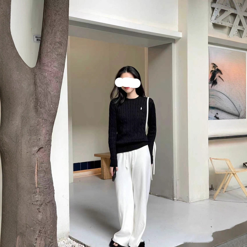跨境拉夫劳伦Ralph Lauren圆领纯色小马刺绣logo麻花针织毛衣|undefined