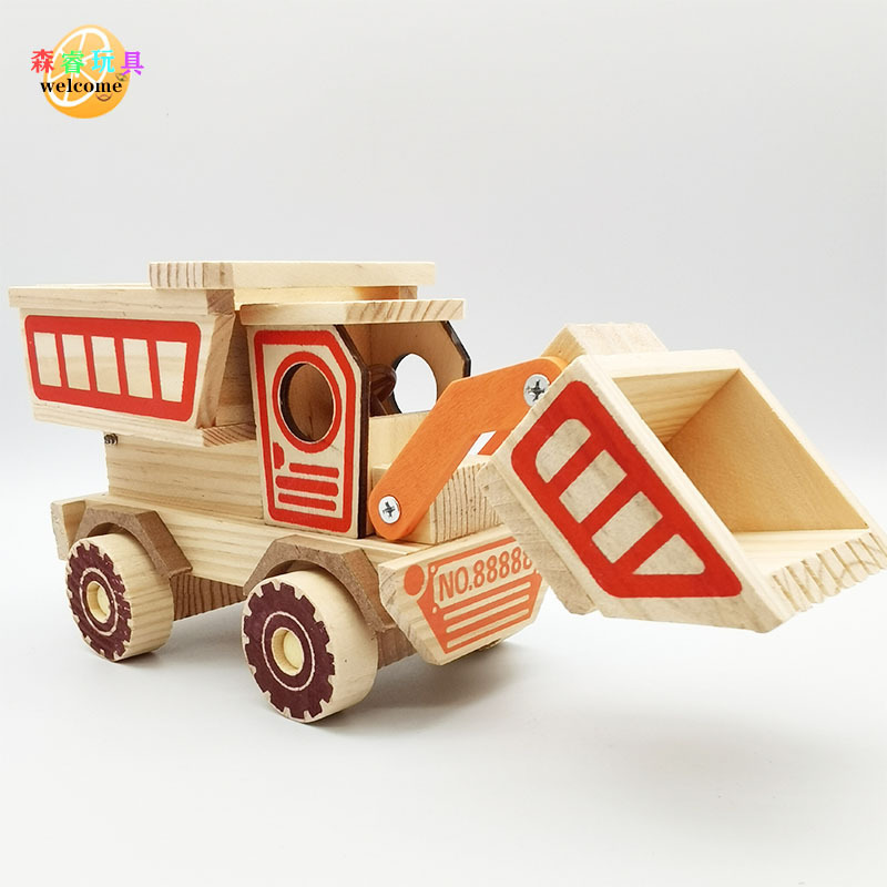 Wooden large overturn large bulldozer excavator fit model children's toy car model decoration dump truck scenic spot Wooden large overturn large bulldozer excavator fit model children's toy car model decoration dump truck scenic spot