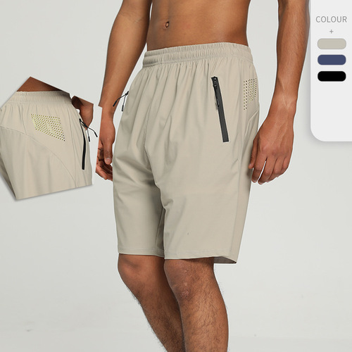 Ice breathable sports quick-drying fitness shorts men's nylon running loose mid-length pants football basketball training pants