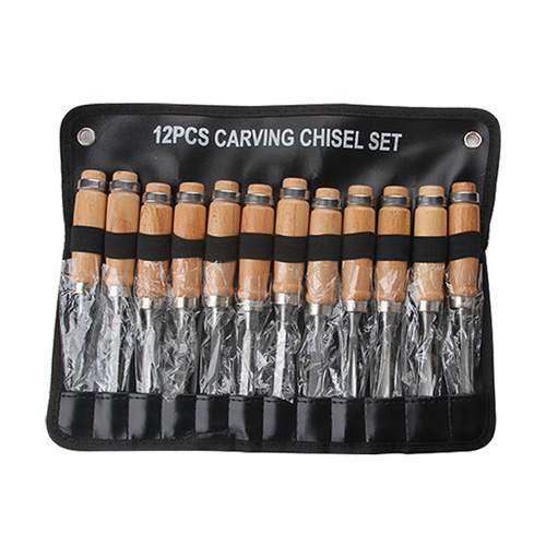 Woodworking chisel 12-piece set, flat shovel carving chisel, woodworking chisel root carving flower chisel, hand carving tool