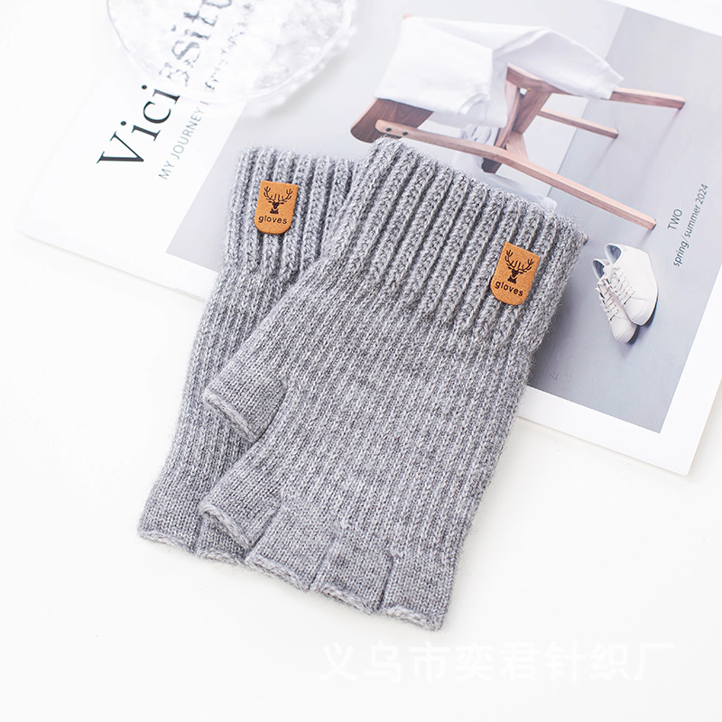 Nuevos guantes de medio Dedo de los hombres a prueba de frío cálido forrados de lana engrosada Otoño e Invierno pantalla táctil escritura guantes de ciclismo al por mayor