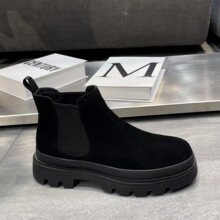 马丁靴男2025新款切尔西工装靴男士短靴加绒保暖高帮冬季翻毛皮鞋