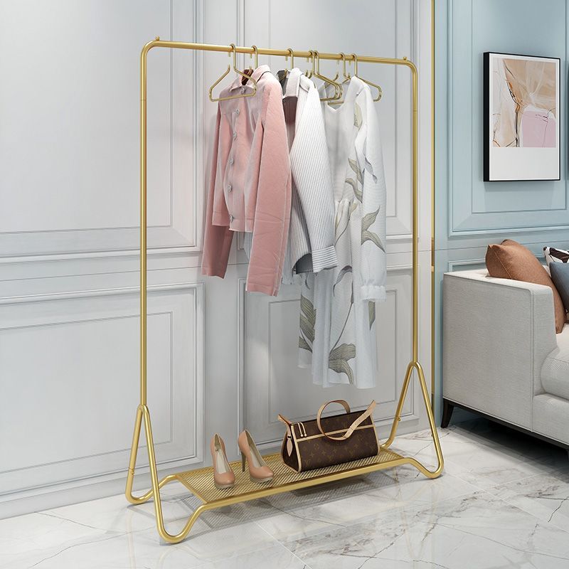 Simple Floor-Standing Clothes Rack for Bedroom, Household Thickened Coat Rack, Balcony Folding Storage Shelf