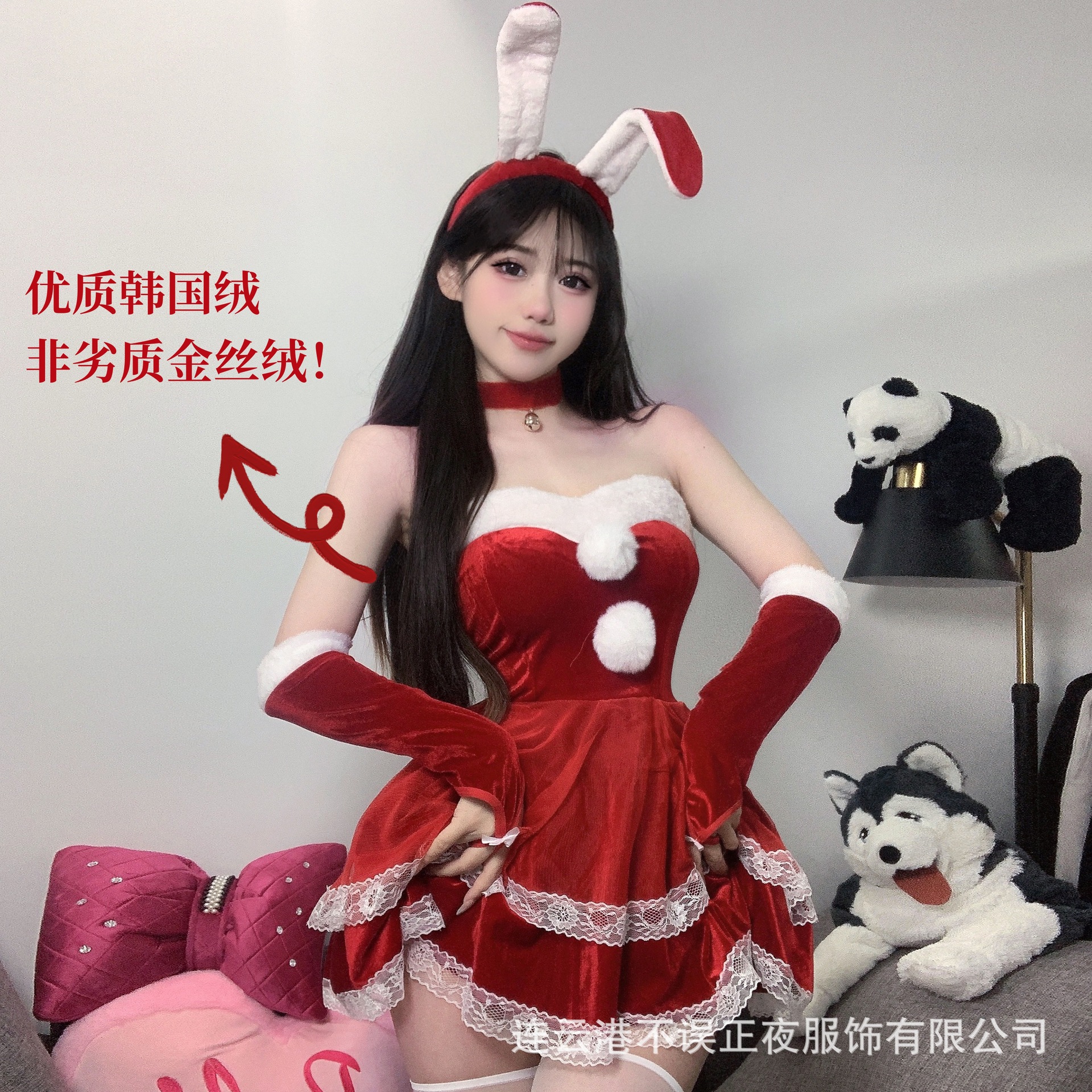 밤 섹스 속옷 순수한 욕망 붉은 크리스마스 토끼 유니폼 유혹 세트 섹시한 잠옷 여성 qqny를 놓치지 마세요