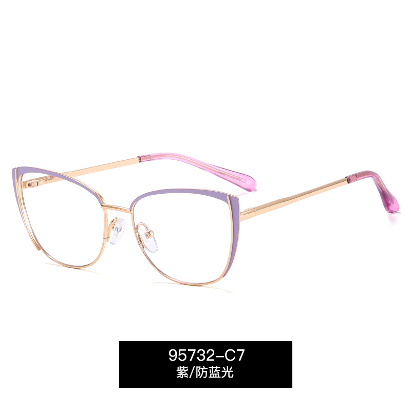 95732 nuevo anti-Luz Azul gafas lisas gafas de las mujeres puede ser equipado con miopía gafas ópticas Gafas de metal marco al por mayor